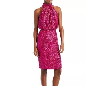 New! Eliza J Sequin Cocktail Dress pink,‎ size 12